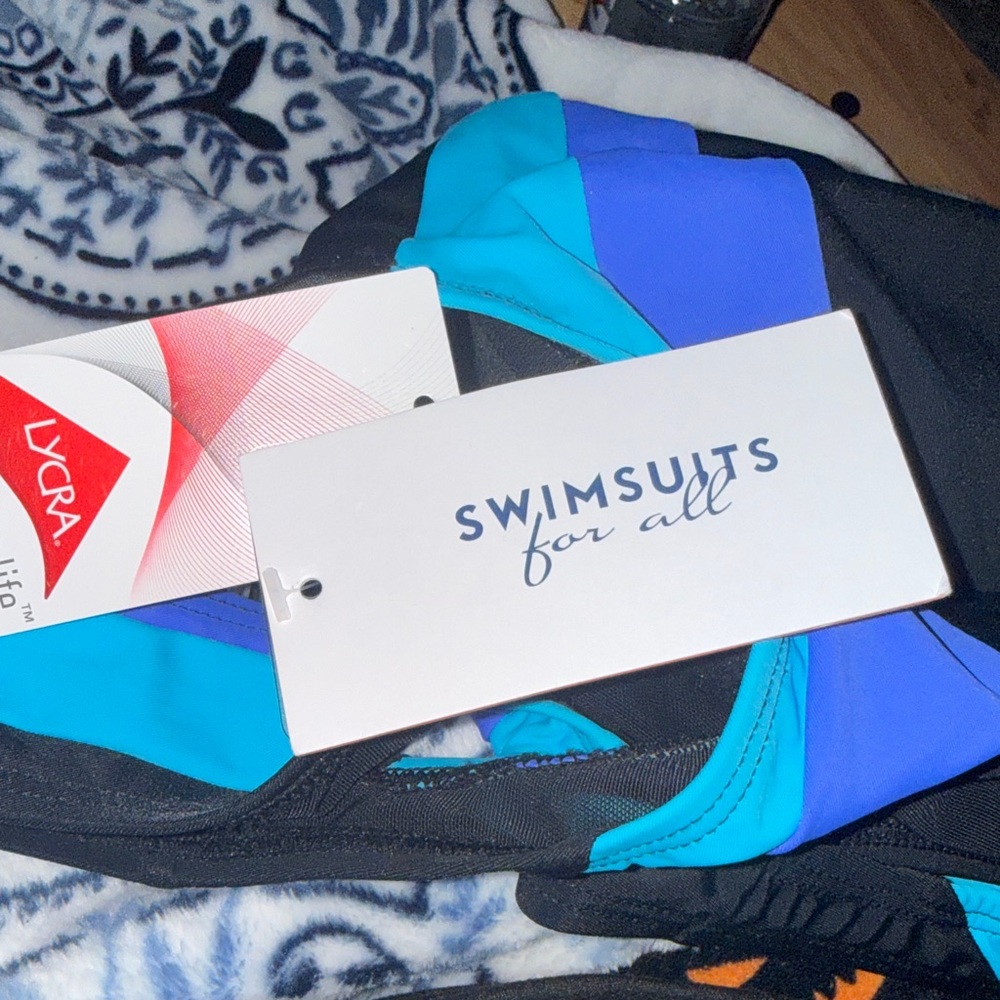 Swimsuits For All Blue and Teal Colorblock Bikini